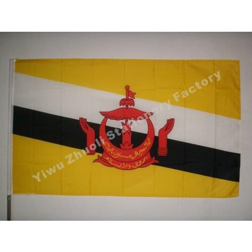 Brunei Flag 150X90cm (3x5FT) 115g 100D Polyester Double Stitched High Quality Free Shipping