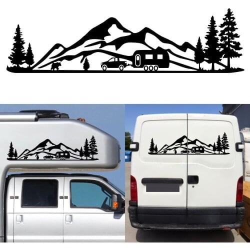 Mountain adventurers mountain forest camper rv caravan car body stick vinyl decals stickers decoration rear window accessories