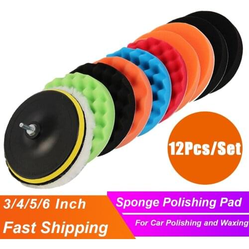12Pcs Car Polishing Pad Buffing Sponge Pads For Boat Foam Polisher Waxing Polishing Pad Kit For Auto Scratches Remove