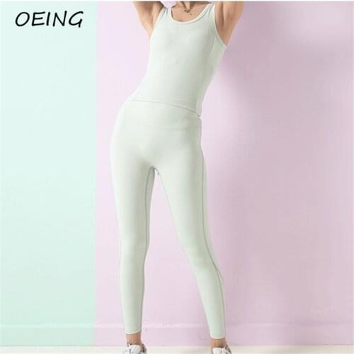 Summer Tights Jogger Workout Sets Womens Outift Sport Vest and Leggings Seamless Yoga Set Gym Clothes