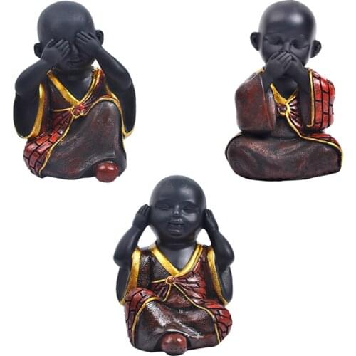 Creative Cute Little Buddha Statue Zen Resin Figurine Props Sculpture Home Office School Desk Decoration Ornament