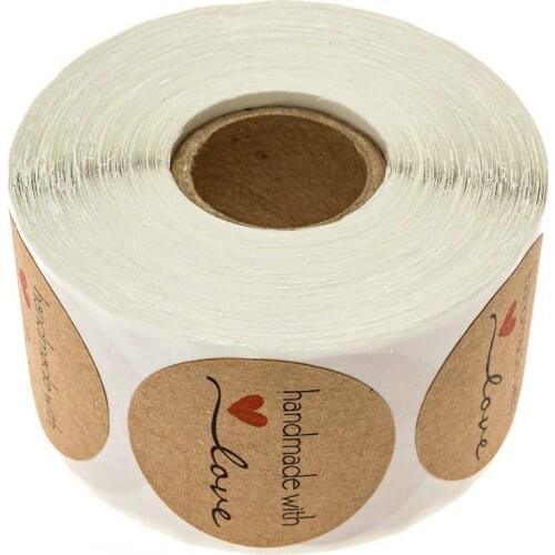 Round Labels Kraft Paper Thank You Sticker Dragees Candy Baby Shower Gift Boxes Cake Chocolate Packaging Wedding Stickers 500pcs