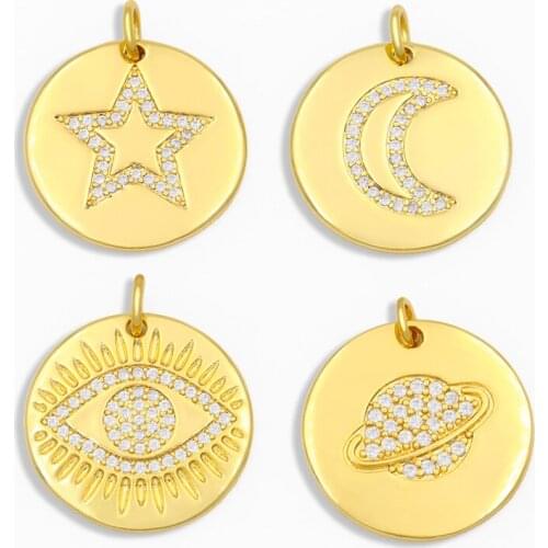 OCESRIO DIY White Stone Small Round Evil Eye Pendant Moon Pendant Supplies For Handmade Jewelry Making Accessories pdta115