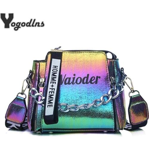 Laser Women Letter Shoulder Bag INS Popular Female Handbag Holiday PU Messenger Bags For Lady Design Exquisite Crossbody Bucket