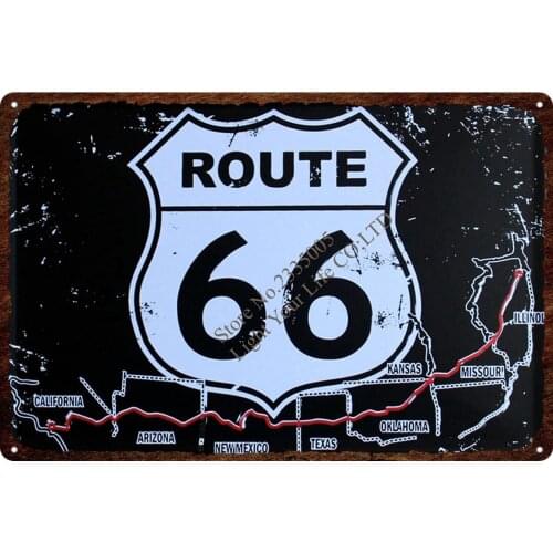 Route 66 Metal Sign Shabby Chic Metal Plates For Wall Home Craft Cafe Music Bar Garage Decoration Vintage Poster 2020 Hot