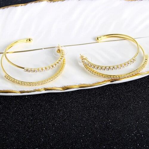 Fashion Jewelry Trendy Jewelry Hoop Earrings For Women Copper Jewelry Cubic Zirconia Geometric Earrings For Anniversary Jewelry