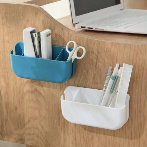 Wall Mounted Three-Cell Storage Box Shelf for Cell Phone Charging Port Toothbrush and Toothpaste Organizer for Home