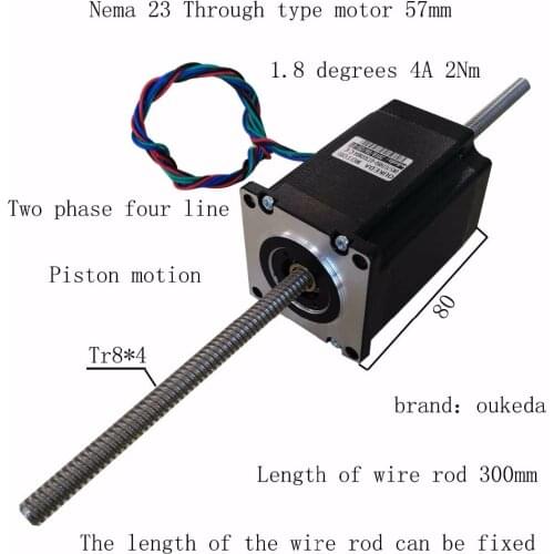 Nema 23 Stepper Motor 57 through motor 4 lead 2Nm 57 through screw motor body 80 ISO CNC Laser Grind Foam Plasma Cut