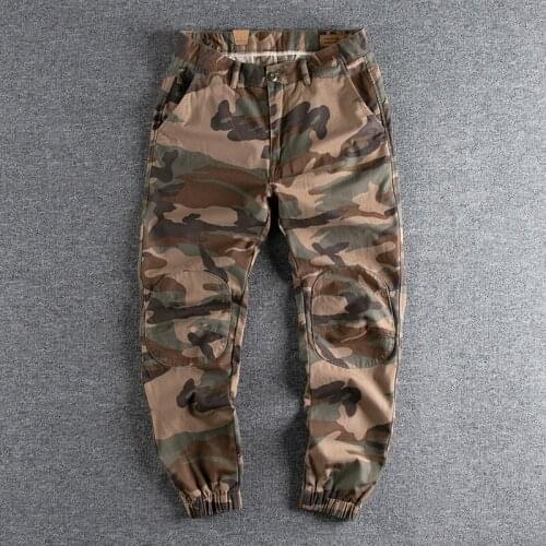 2021 new Locomotive patch design twill cotton trend camouflage Leggings mens spring and autumn versatile American trousers 256