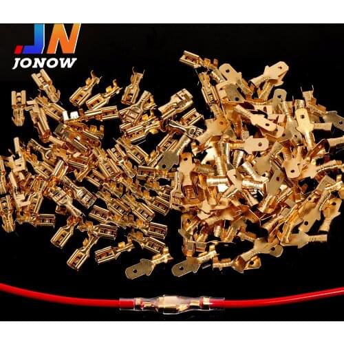 100Pcs/lot 2.8/4.8/6.3mm Female And Male Spade Crimp Terminals Connector Electrical Wire Connectors Universal Cross Spring Plug