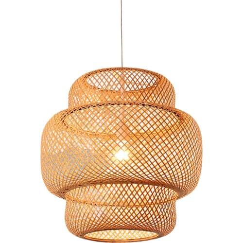 Bamboo Woven Pendant Ceiling Light Fixture Kitchen Hallway Hanging Lamp Loft Restaurant Cafes Hanging Lamp Decor