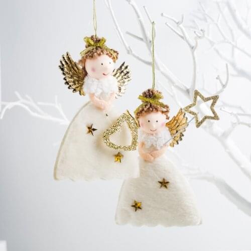 Christmas Plush Angel Pendant Xmas Tree Decorations Cute Angel Hanging Doll Girl Ornaments Navidad 2021 New Year Gift for Kids