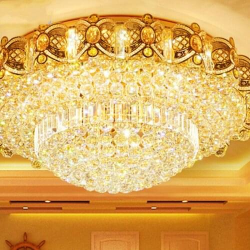Modern personality golden classic golden luxury living room bedroom lamp round ceiling study European crystal lighting LX111105