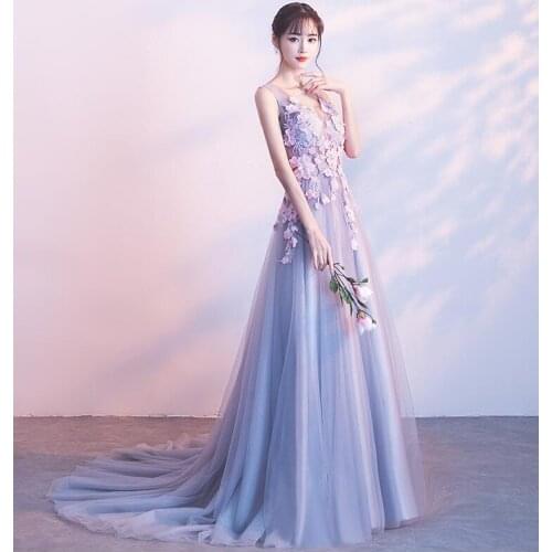 Beading Evening dresses 2020 graduation lace up tulle formal dress Evening party cusomized prom gown dresses robe de soiree