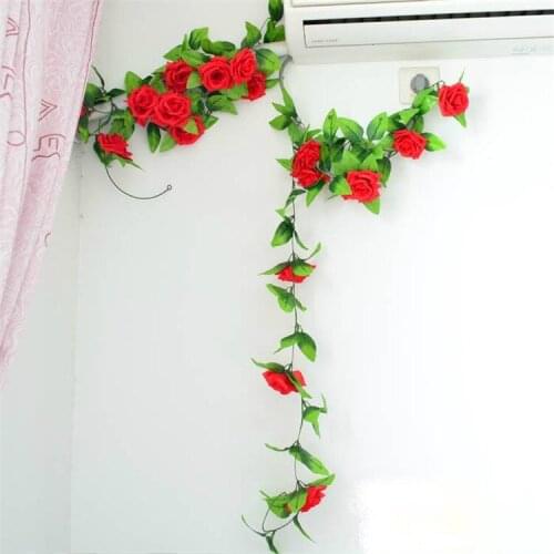 Yoshiko 230cm/ 91in Silk Rose Wedding Decorations Ivy Vine Artificial Flowers Arch Decor with Green Leaves Hanging Wall Garland