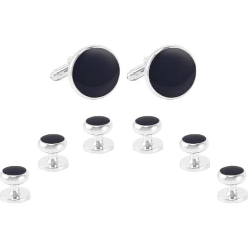 Cufflinks Tuxedo Studs 8 pcs Set Classic Black Enamel Cuff Links Stueds Set Men Cufflinks Tuxedo Studs Set Wholesale 5 Sets/lot