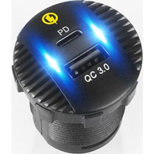ATU Dual USB PD 18W QC3.0 Waterproof Fast Charging Car Motorcycle Charger Socket Adapter