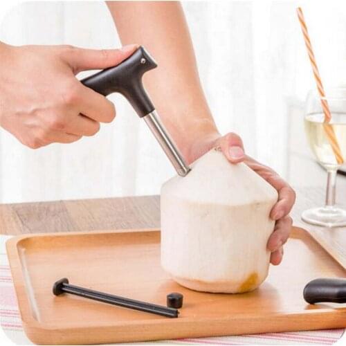 1Pcs Black Coconut Opener Tool Coco Water Punch Tap Drill Straw Open Hole Cut Gift Fruit Openers Tools Kitchen Gadgets