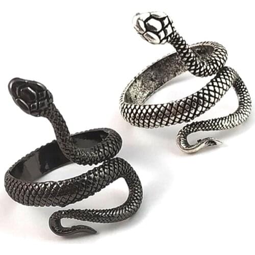 1 Piece European New Retro Punk Exaggerated Spirit Snake Ring Fashion Personality Stereoscopic Opening Adjustable Ring