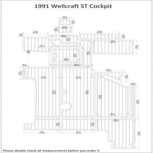 1991 Wellcraft ST Cockpit Pad Boat EVA Teak Decking 1/4" 6mm