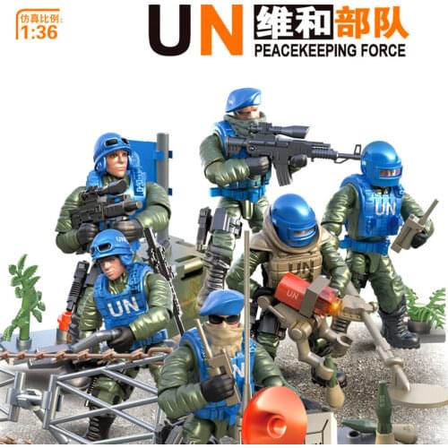 2set/pack Figurines Building Blocks Mini Soldier Set UN peacekeeping force Figures Action Model Toys For Children Birthday Gift