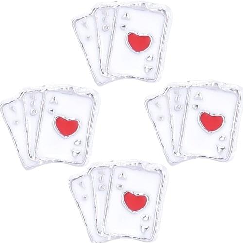 20Pcs/lot Funny Playing Card Locket Charms Finding Kids Gift Floating Charms Jewelry Accessories