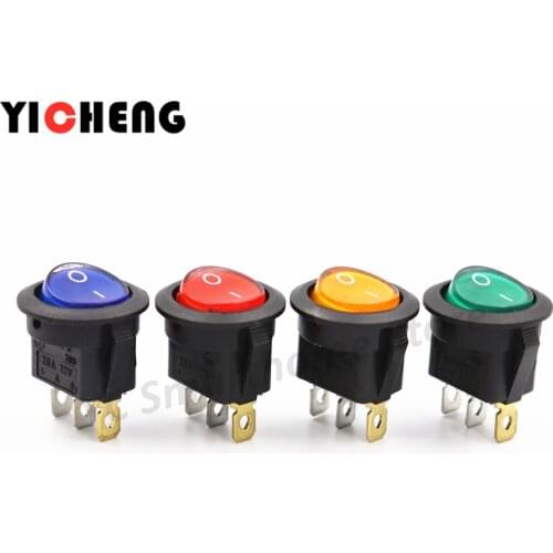 4Pcs KCD1 5V-12V / 220v ON/OFF Round Rocker Switch LED illuminated Car Dashboard Dash Boat Van With light