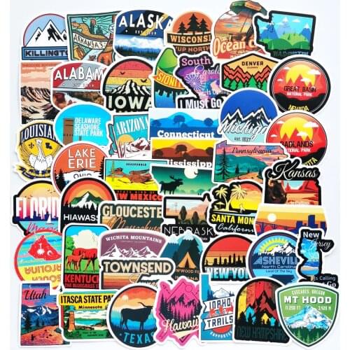50pcs New large American Park waterproof cartoons Stickers For Suitcase Skateboard Laptop Luggage Fridge Phone sticker