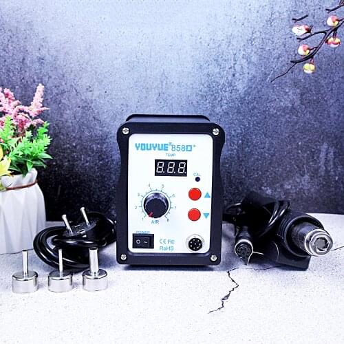 700W Digital Display Temperature Regulating Welding Stand YOUYUE 858D+ Fan Heat Gun SMT Soldering Iron Welding Repair UYUE 858D