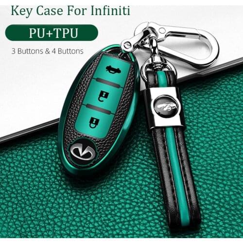 Car Key Case Cover For Infiniti FX35 QX60 G35 G37 EX FX Q60 QX50 QX70 Smart Remote Keychain Key Chain FOB TPU PU Bag