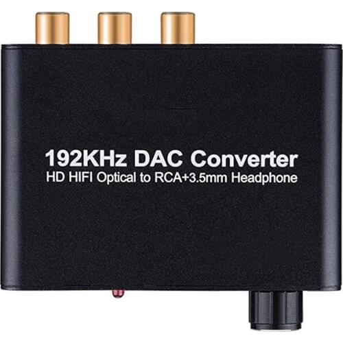 Digital to Analog Converter 192kHz DAC Supports Volume control Digital Coaxial SPDIF to Analog Stereo L/R RCA 3.5mm Jack Audio A