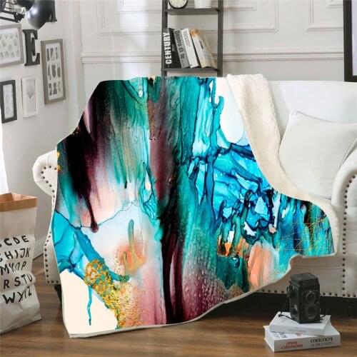 Colored Quicksand 3D Printed Plush Fleece Blanket Adult Home Office Washable Casual Kids Horror Sherpa Blanket 07