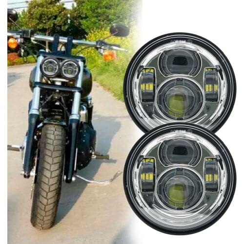 Double Round Chrome Twin Headlight Motorcycle Headlight For Harley Fatbob Projector Moto for Fat Bob Dual Headlamp