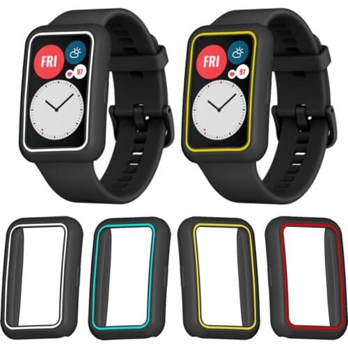 Double Color TPU Cover for Huawei Watch Fit Case Protective Shell Frame for Huawei Watch Fit Protector Bumper Strap Accessories