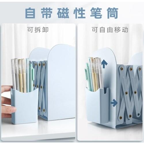 Flexible Bookend with Pen Holder Magnetic Bookshelf Desktop Book Storage Rack