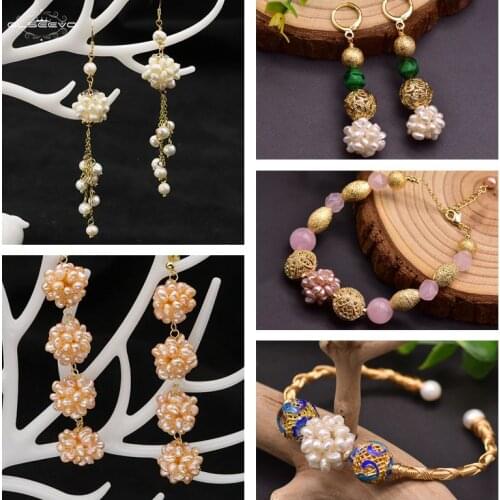 Glseevo Natural Freshwater Pearl Set Earrings Necklace Bracelet WomenS Wedding Bridal Jewelry Set Handmade Fashion Gs0026