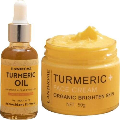 Turmeric Skin Care Sets Natural Organic Moisturizing Whitening Face Cream Acne Skin Care Cosmetics For Face 2pcs Set