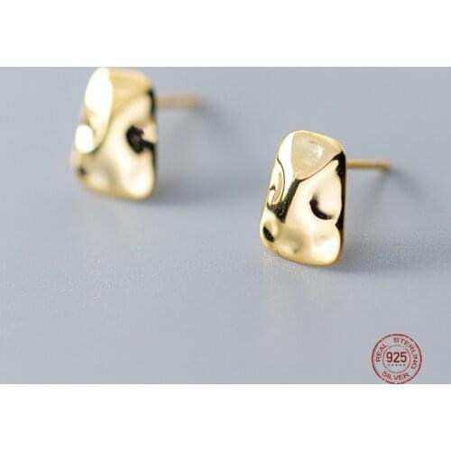 LKO Shiny Cool Personality Geometry 925 Sterling Silver Fashion Female Irregular Stud Earrings for Women Daily Party Jewelry