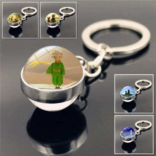 Creative Little Prince Metal Key-chain Pendant Time Gemstone Glass Ball Key Chain Personalized Gift Souvenirs Party Favors Gifts