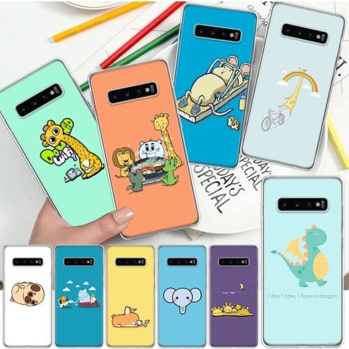 Cute Cartoon Animal Soft Cover Phone Case For Samsung Galaxy S10 S21 S20 FE S9 S8 S7 Note 10 9 8 Plus Ultra Lite J4 J6 + Coque