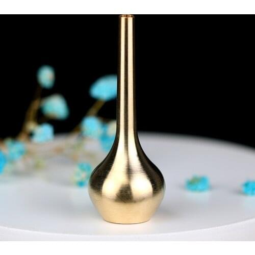 Mini Metal Brass Vase Flower Arrangement Dried Flowers Aesthetic Living Room Desk Decoration Zen Incense Burner Home Decor Craft