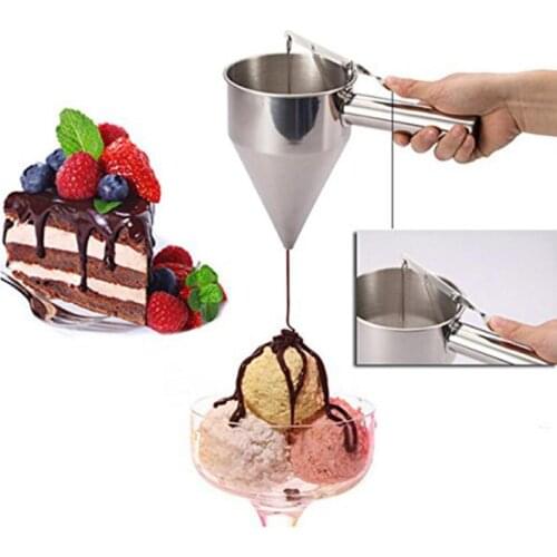 New Stainless Steel Funnel Dispenser With Rack Cupcake Pancake Batter Maker Octopus Fish Ball Home Kitchen Baking Tools