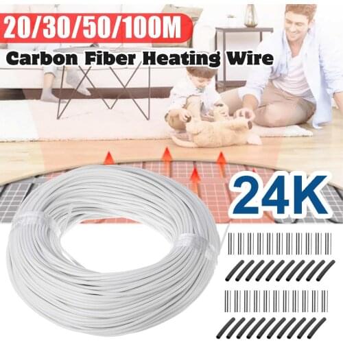 100-20m Infrare Carbon Fiber Heating Cable/Wire warming floor Home Greenhouse Vegetables Farm Heating safe Insulated 24k