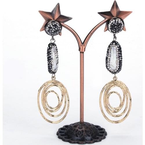 Charm Rhinestone Pearl Gold Circle Dangle Earrings for Women Wholesale Good Quality New Arrival Trendy Jewelry Bijoux