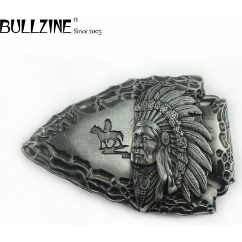 Bullzine wholesale belt buckle with pewter finish FP-03515 suitable for 4cm width snap on belt