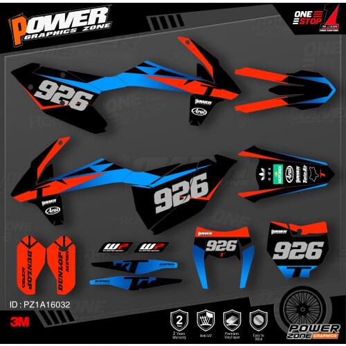 PowerZone Custom Team Graphics Backgrounds Decals 3M Stickers Kit For KTM SX SXF MX 16-18 EXC XCW Enduro 17-19 125 to 500cc 032