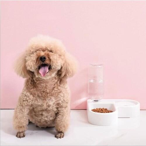 Pet Dual Bowls Dog Auto Water Food Feeder Pet Drinking Dish Cat Small Medium Dog Accessories