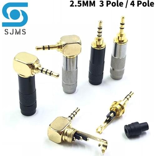 Gold plated Stereo with Clip 2.5 mm 3 Pole 4 Pole Repair Headphone Jack Plug Cable Audio Plug Jack Connector Soldering