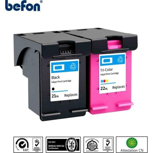 Befon 21 22 XL Ink Cartridge Replacement for HP 21 22 HP21 HP22 21XL 22XL Deskjet F2235 2180 2280 F370 Printer