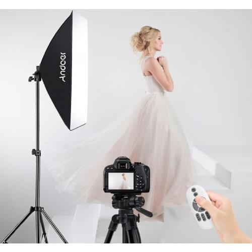 Andoer Studio Photography Softbox RGB LED Light Kit Including 20*28 Inch Softbox for Live Streaming Portrait Product Shooting